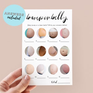Bump or Beer Belly Quiz: Minimalist Baby Shower Game (5x7) (Digital Download)