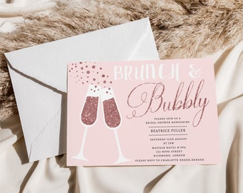 Brunch & Bubbly Bridal Shower Invitation: Editable Floral Design (Digital Download)