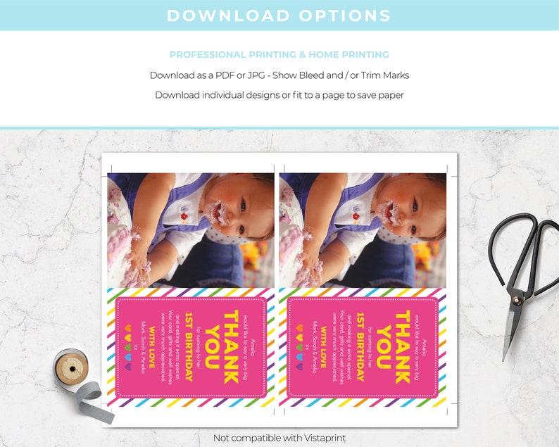 Birthday Thank You Card Editable Template Instant Download 5 - Etsy