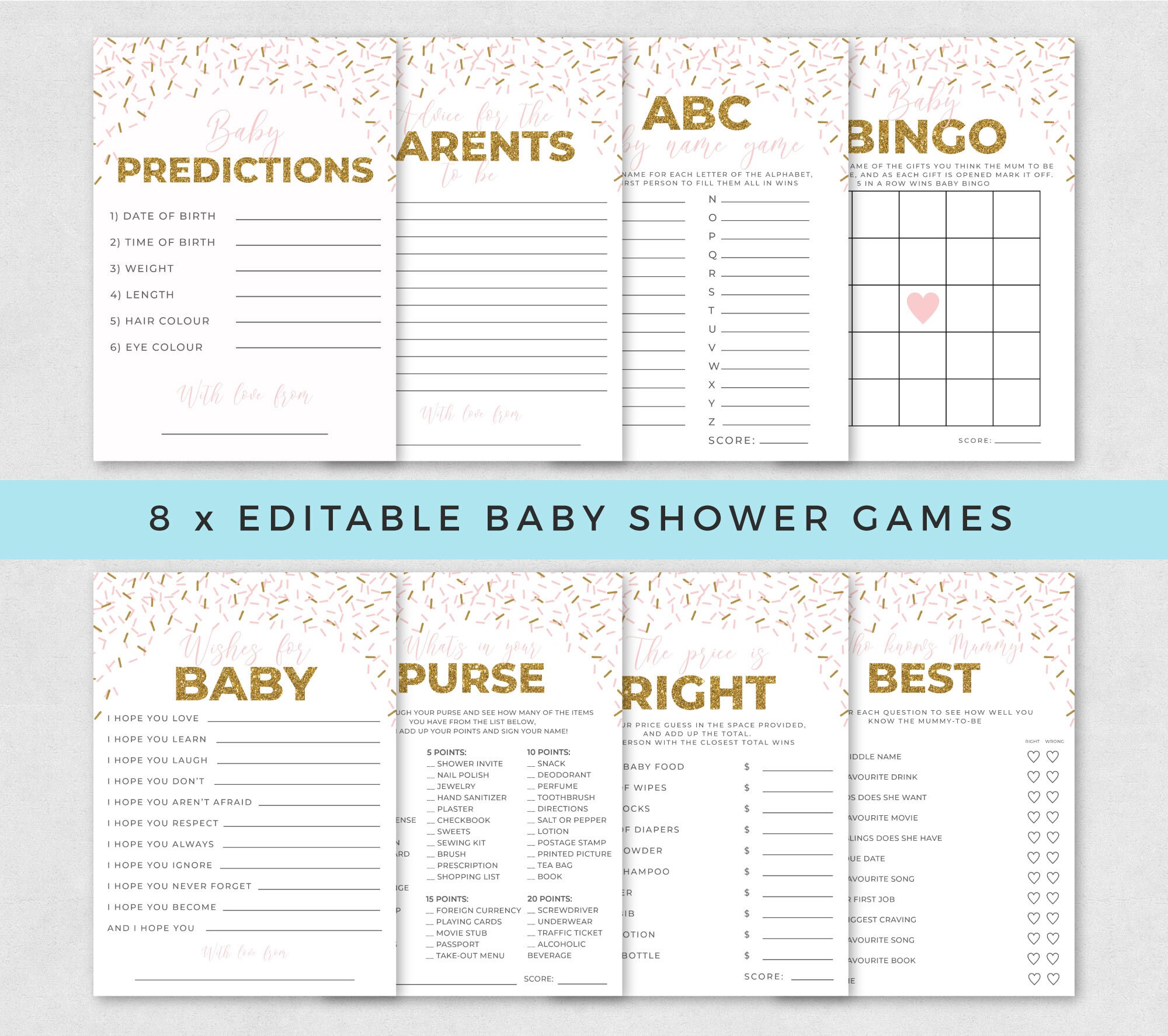 Baby Shower Games Bundle Baby Shower Printable Games Party Etsy