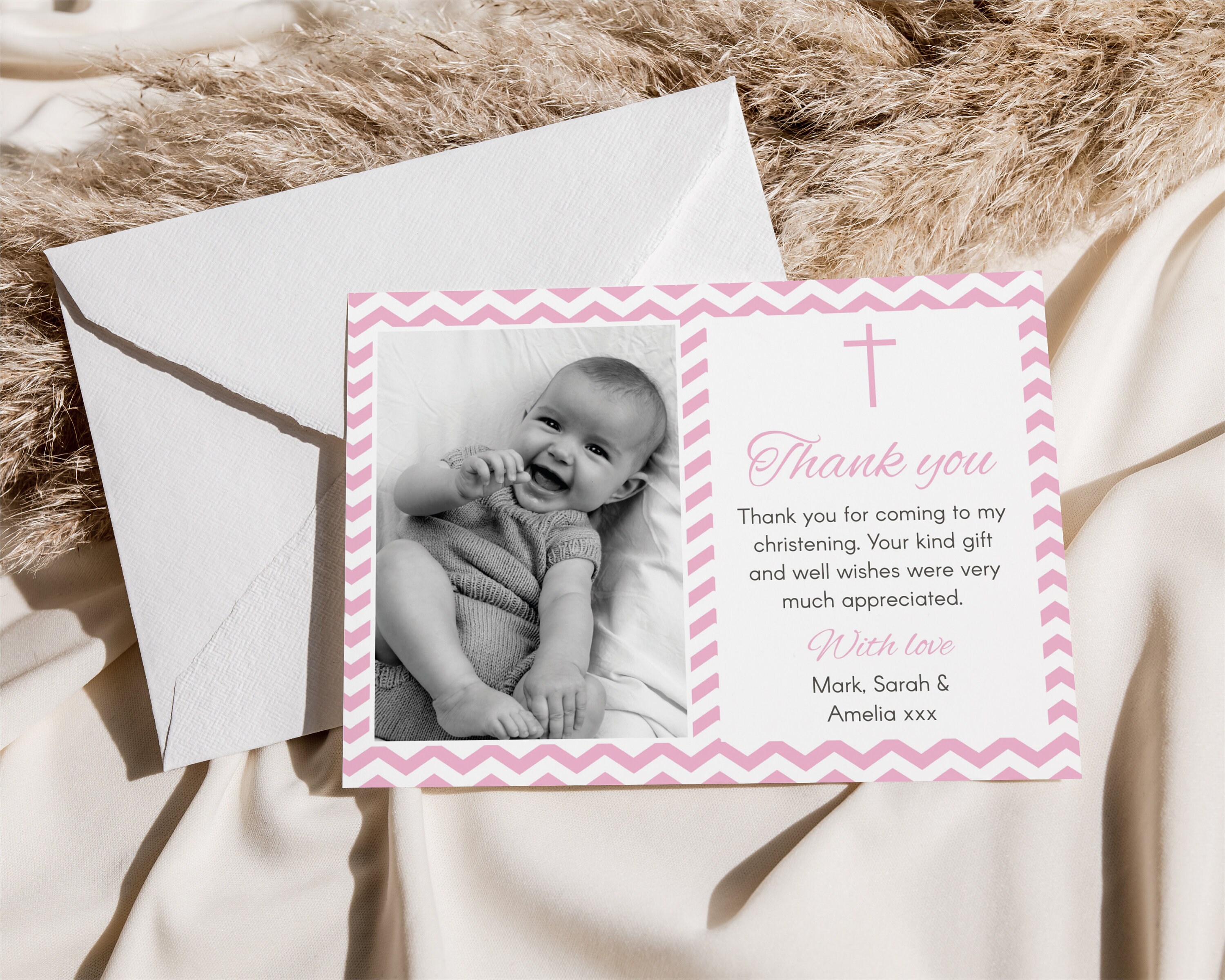 thumbnail interactive-video image 1 of Christening Donations Sign & Post Box Set - Baptism Card Thank You Naming Party 1 of 4