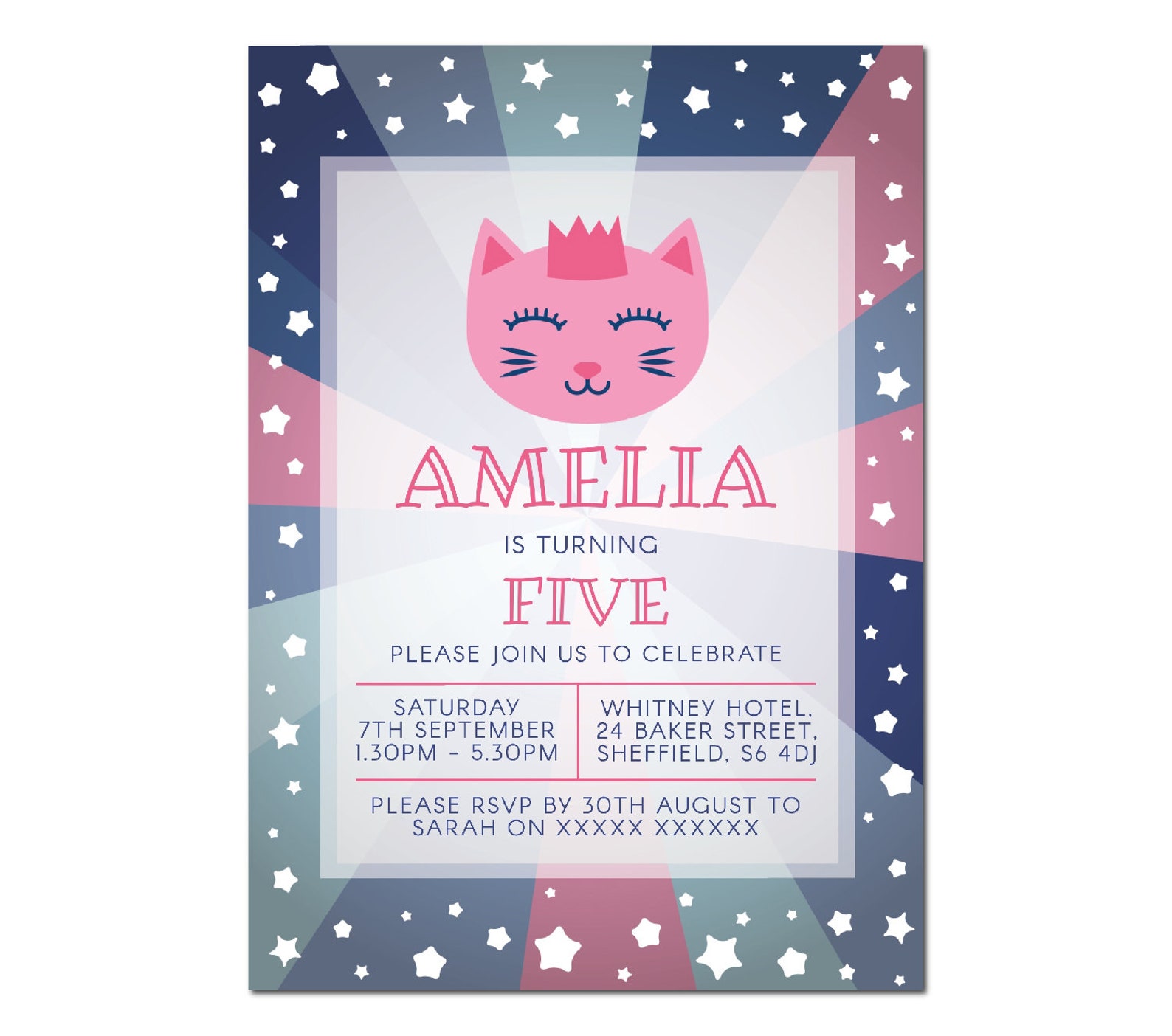 Kitty Birthday Invitation Editable Template Instant Download | Etsy