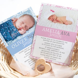 Christening Baptism Invitation, Editable Template Instant Download 5 x 7 Bapitsm Invite, Boys Baptism Invite, Girls Baptism Invite