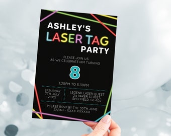 Laser Tag Birthday Party Invitation, Kids Birthday Party Printable, Editable Instant Download Laser Tag Invite