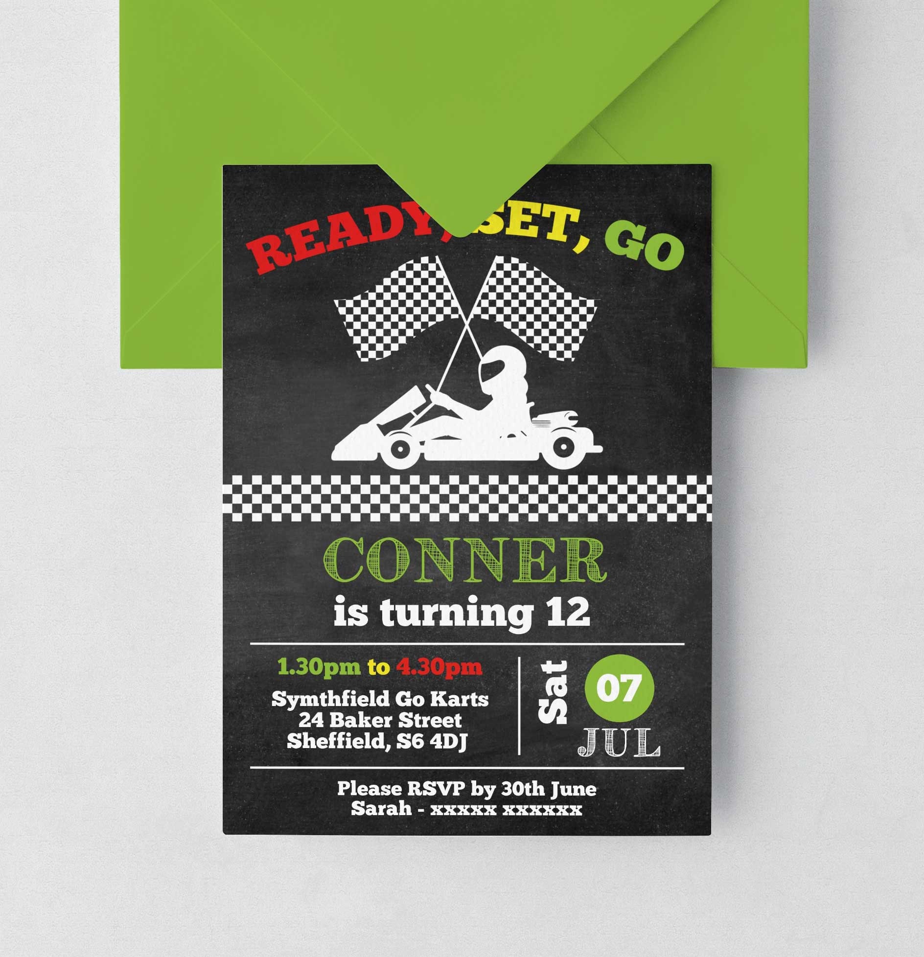 Go-Kart Birthday Invitation PDF go-karting invitation Racing | Etsy