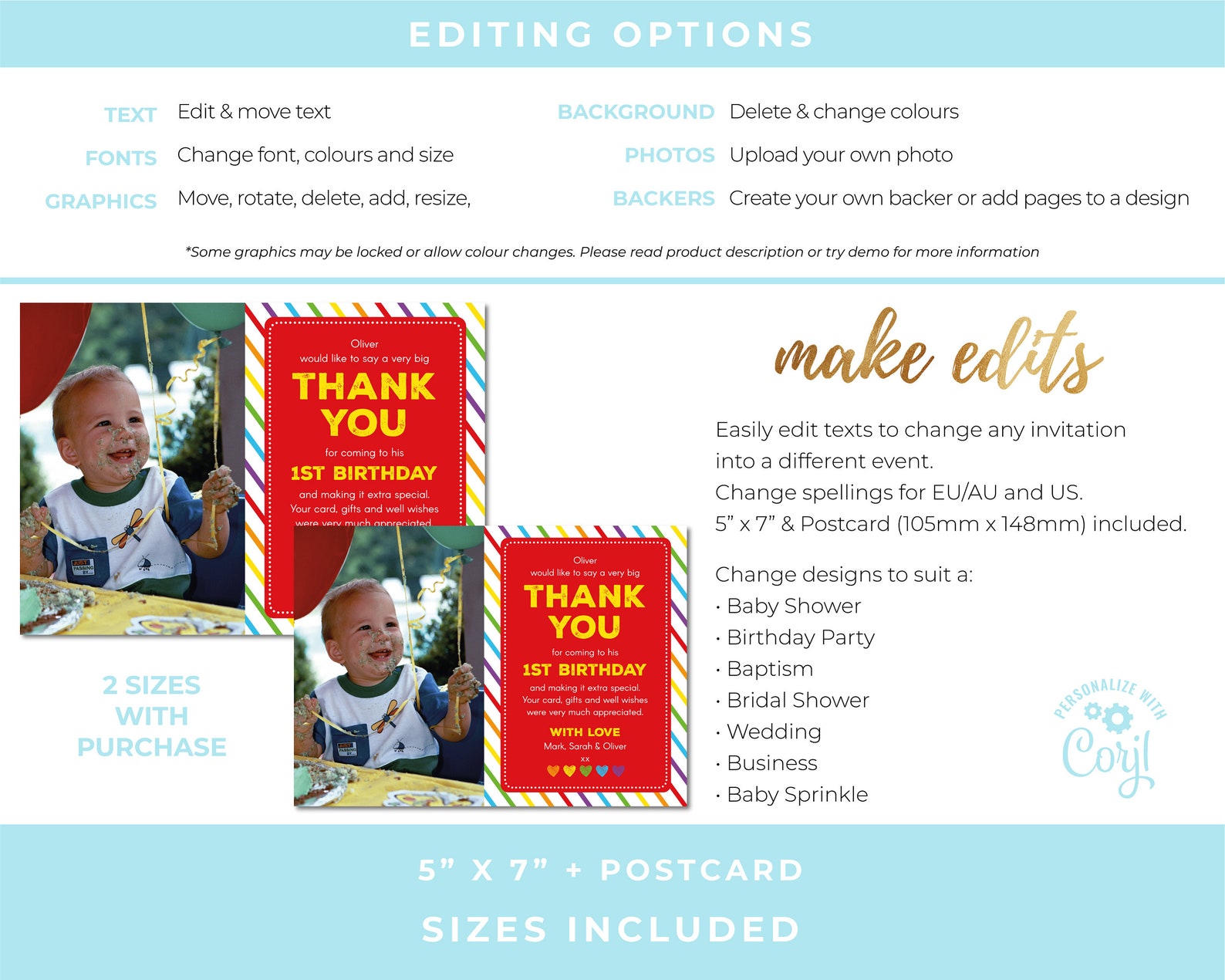 Birthday Thank You Card Editable Template Instant Download 5 - Etsy