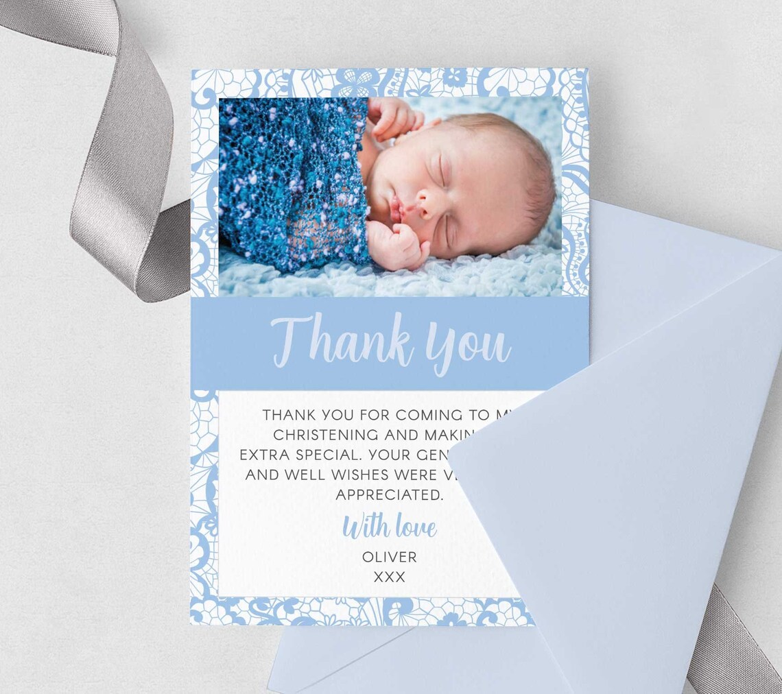 Christening Thank You Card Editable Template Instant Download Etsy