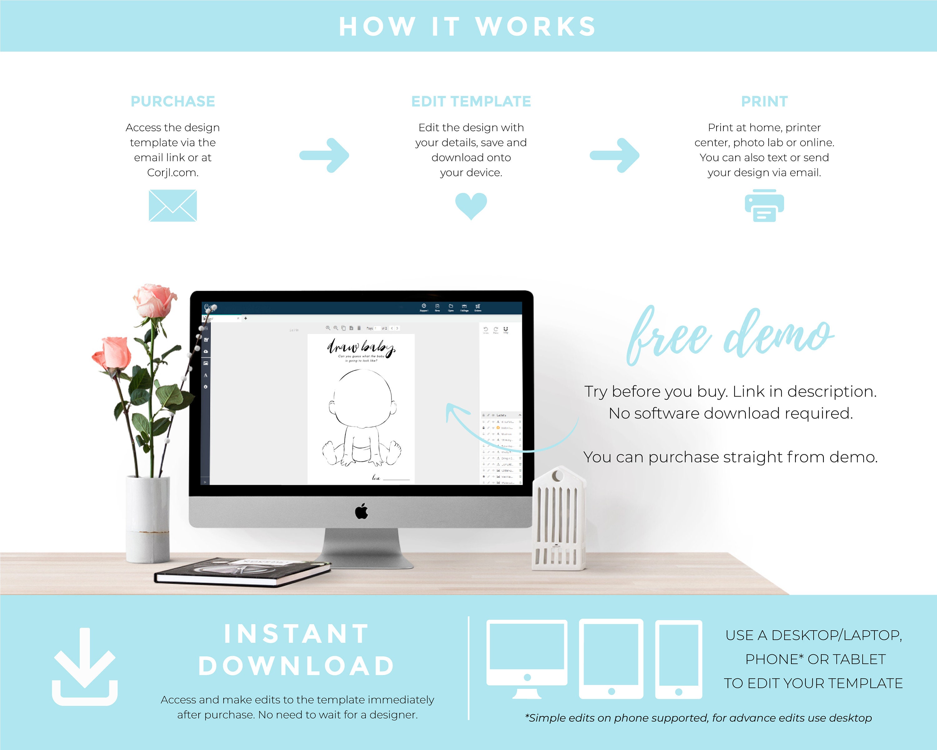 Draw Baby Baby Shower Game Minimalist Theme Baby Shower Etsy Canada