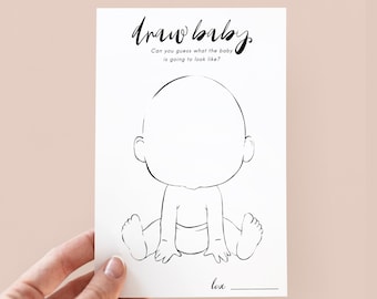 Draw Baby Shower Game: Downloadable PDF Minimalist Party Activity (5x7 Card)