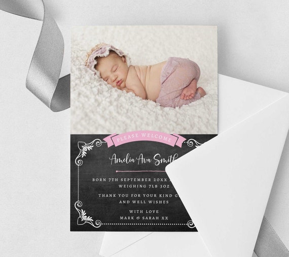 birth announcement cards etsy