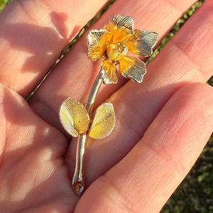 1960er Jahre Gold Blumen Brosche: Vintage Anstecknadel