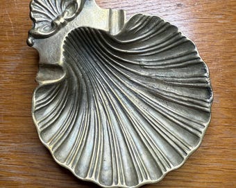 Vintage Brass Shell Bowl, Decorative Jewelry Holder, Ashtray, Coastal Summer Vibes