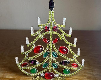 Vintage Gablonz Christmas Tree – Czech Rhinestone Holiday Decor (11.5 cm)