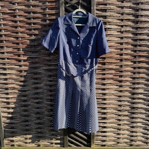 VINTAGE Gr. 46/XL Kleid blau und weiß, Punktekleid, Plus Size Vintage Kleid, Plussize, Sommerkleid, blau weiß,