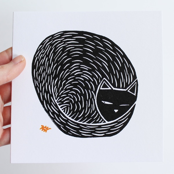 Cat Card | Birthday Card | Greetings Card | I Love Cats | Black Cat Card | I Like Cats | Animal Card | Animal Lover Card | Linocut Card