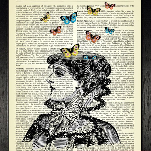 BUTTERFLY MIND Art Print, Anniversary Gift for Girlfriend, Beautiful Home Office Wall Decor Art, Dictionary Art, Butterfly Painting Artwork