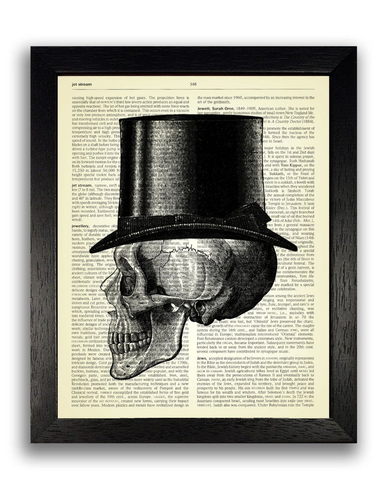 Skull in Top Hat Profile Wall Decor Art Print Skull Art Etsy
