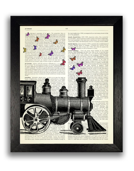 Decorative Artwork Steam Train With Butterflies Art Print Etsy