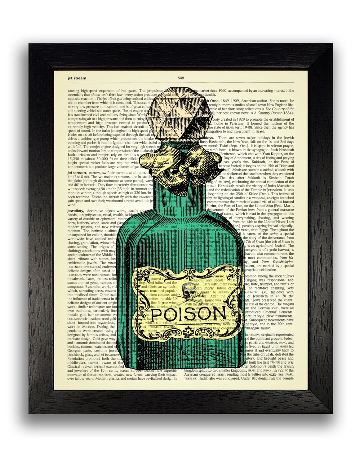 POISON BOTTLE Art Print Vintage Wall Decor Dictionary Art - Etsy India