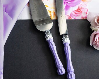 Lilac Wedding Cake Server Set & Knife Cake Cutting Set Wedding Cake Knife Set Wedding Cake Servers Wedding Cake Cutter