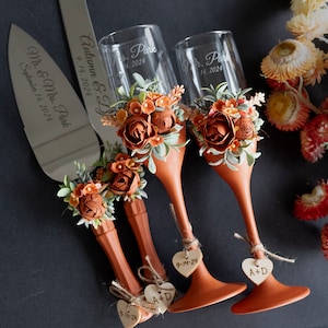 Personalized Rustic Wedding Cake Cutting Set: Stainless Steel Knife & Server