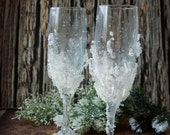 Crystals Wedding Champagne Flutes Winter Wedding Champagne Glasses Toasting Glasses 