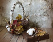 Fall Wedding Flower Girl Basket Fall Wedding  Rustic Wedding Decoration Autumn Wedding 