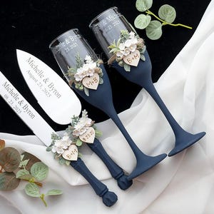 Personalized Wedding Champagne Flutes: Engraved Mr & Mrs Glasses - Set of 2