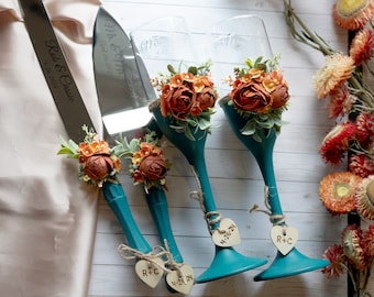 Juego de servidor de pastel de boda y cuchillo, juego de corte de pastel, juego de cuchillos rústicos para pastel de boda, servidores de pastel de boda, cortador de pastel de boda