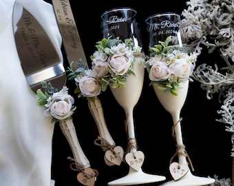 Wedding Cake Cutting Set Wedding Glasses Cutter Set Wedding Cake Server Wedding Knife Set of 4