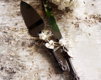 Wedding Cake Server Rustic Knife Cake Cutting Set Wedding Cake Knife Set Wedding Cake Servers Wedding Cake Cutter Rustic Wedding