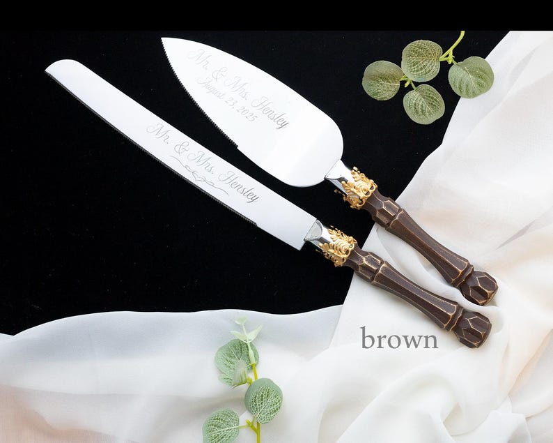 Personalized Wedding Cake Server Set: Stainless Steel Knife & Cutter image 17