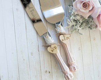 Blush Pink Wedding Cake Server Set & Knife Cake Cutting Set Wedding Cake Knife Set Wedding Cake Servers Wedding Cake Cutter