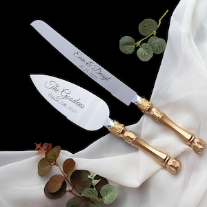 Personalized Wedding Cake Server Set: Engraved Stainless Steel Knife & Server immagine 7