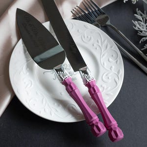 Personalized Wedding Cake Server Set: Engraved Stainless Steel Knife & Server immagine 20