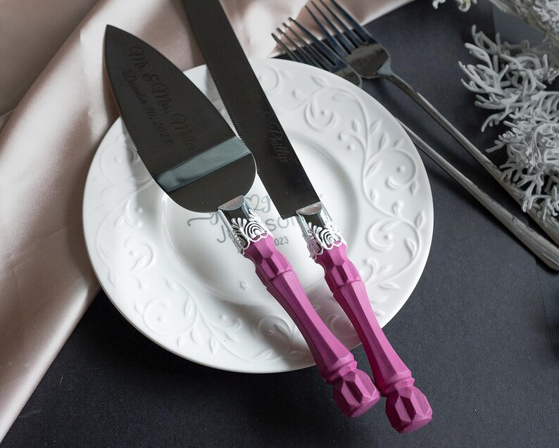 Personalized Wedding Cake Server Set: Engraved Stainless Steel Knife & Server immagine 20
