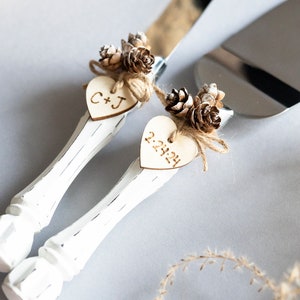 Rustic Wedding Cake Server Set & Knife Cake Cutting Set Wedding Cake Knife Set Wedding Cake Servers Wedding Cake Cutter Cake Decoration image 2