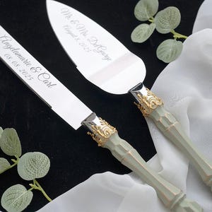 Personalized Wedding Cake Server Set: Stainless Steel Knife & Cutter image 9