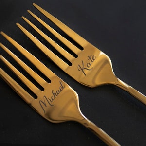 Personalized Cake Plate and Forks Set Dessert Fork Set Wedding Cake Plates and Forks Mr and Mrs Forks Engraved Plate Forks image 10