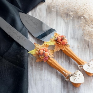 Fall Wedding Cake Cutting Set: Knife and Server