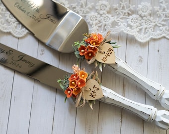 Wedding gift Wedding Cake Server Set & Knife Terracotta Cake Cutting Set Wedding Cake Knife Set Wedding Cake Servers Wedding Cake Cutter