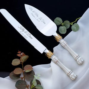 Personalized Wedding Cake Server Set: Stainless Steel Knife & Cutter image 19