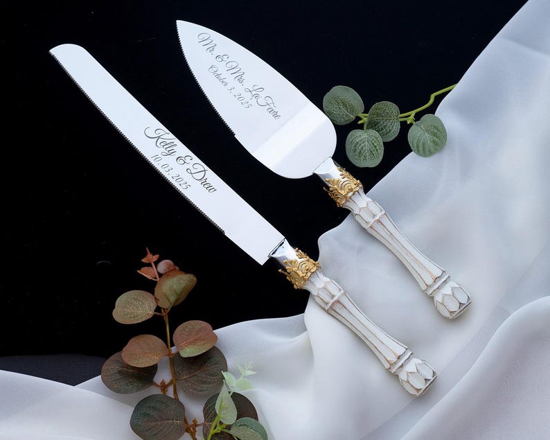 Personalized Wedding Cake Server Set: Stainless Steel Knife & Cutter image 19