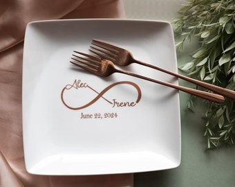 Personalized Wedding Plate and Forks Wedding Fork Wedding Plate