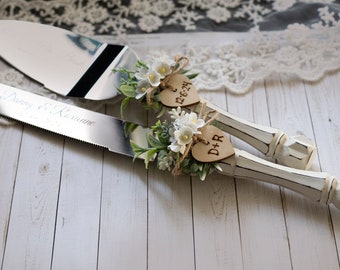 Rustic Wedding Cake Server Set & Knife Cake Cutting Set Wedding Cake Knife Set Wedding Cake Servers Wedding Cake Cutter Cake Decoration