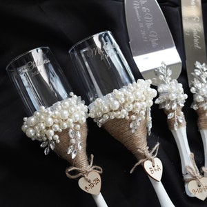 Rustic Wedding Champagne Flutes: Boho Toasting Glasses, Bridal Shower Gift