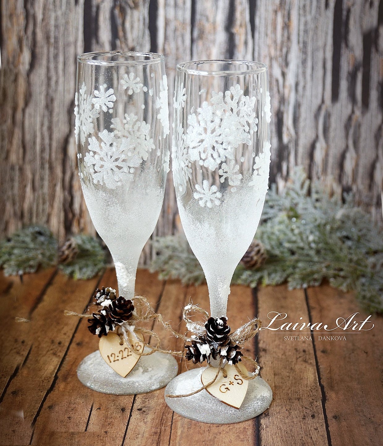 Wedding Glasses Rustic Wedding Champagne Glasses / Country Barn Wedding