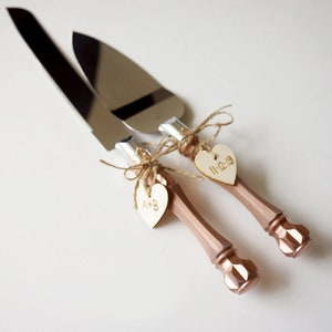 rose gold wedding cake server set