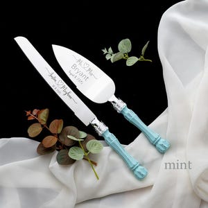 Personalized Wedding Cake Server Set: Engraved Stainless Steel Knife & Server immagine 17