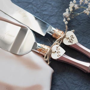 Personalized Wedding Cake Server Set: Engraved Stainless Steel Knife & Server immagine 19